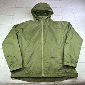 L.L.Bean Jacket Womens Medium Regular Green Nylon Hood Full Zip Hiking Ripstop